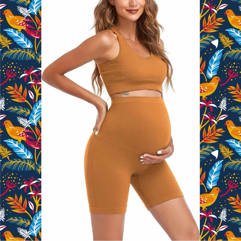 Women’s 2 Piece Ribbed Maternity Bra & Shorts Set